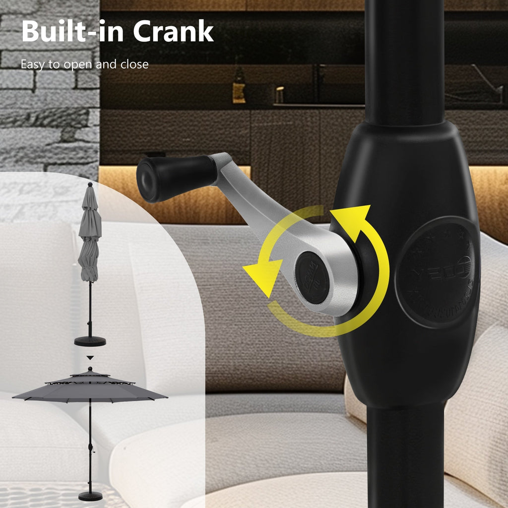 MAISON ARTS 10ft 3 Tiers Vented Patio Outdoor Umbrella with Auto-tilt and Crank Lift