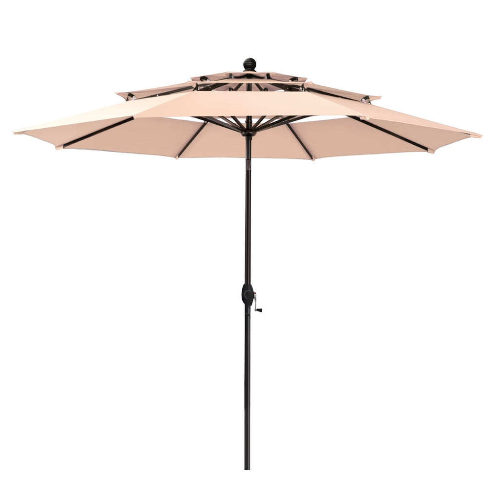 MAISON ARTS 10ft 3 Tiers Vented Patio Outdoor Umbrella with Auto-tilt and Crank Lift