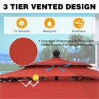 MAISON ARTS 10ft 3 Tiers Vented Patio Outdoor Umbrella with Auto-tilt and Crank Lift