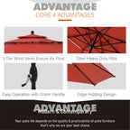 MAISON ARTS 10ft 3 Tiers Vented Patio Outdoor Umbrella with Auto-tilt and Crank Lift
