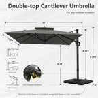 MAISON ARTS 12 FT Automatic Hydraulic Cantilever Umbrella Aluminum Pole 360 Degree Rotation