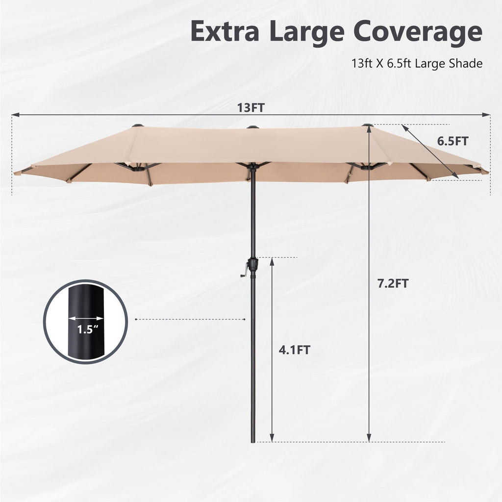 MAISON ARTS 13ft Double -Sided Patio Umbrella Extra Large with Crank