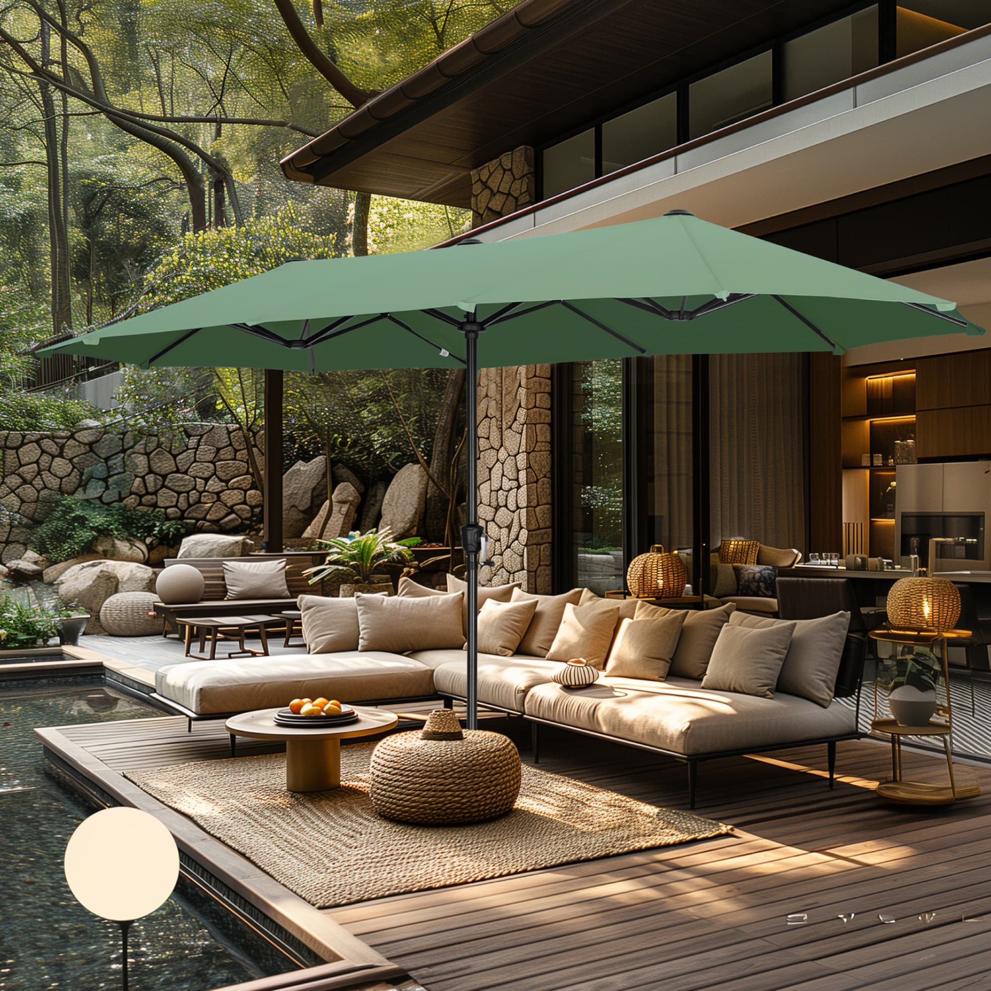 MAISON ARTS 13ft Double -Sided Patio Umbrella Extra Large with Crank