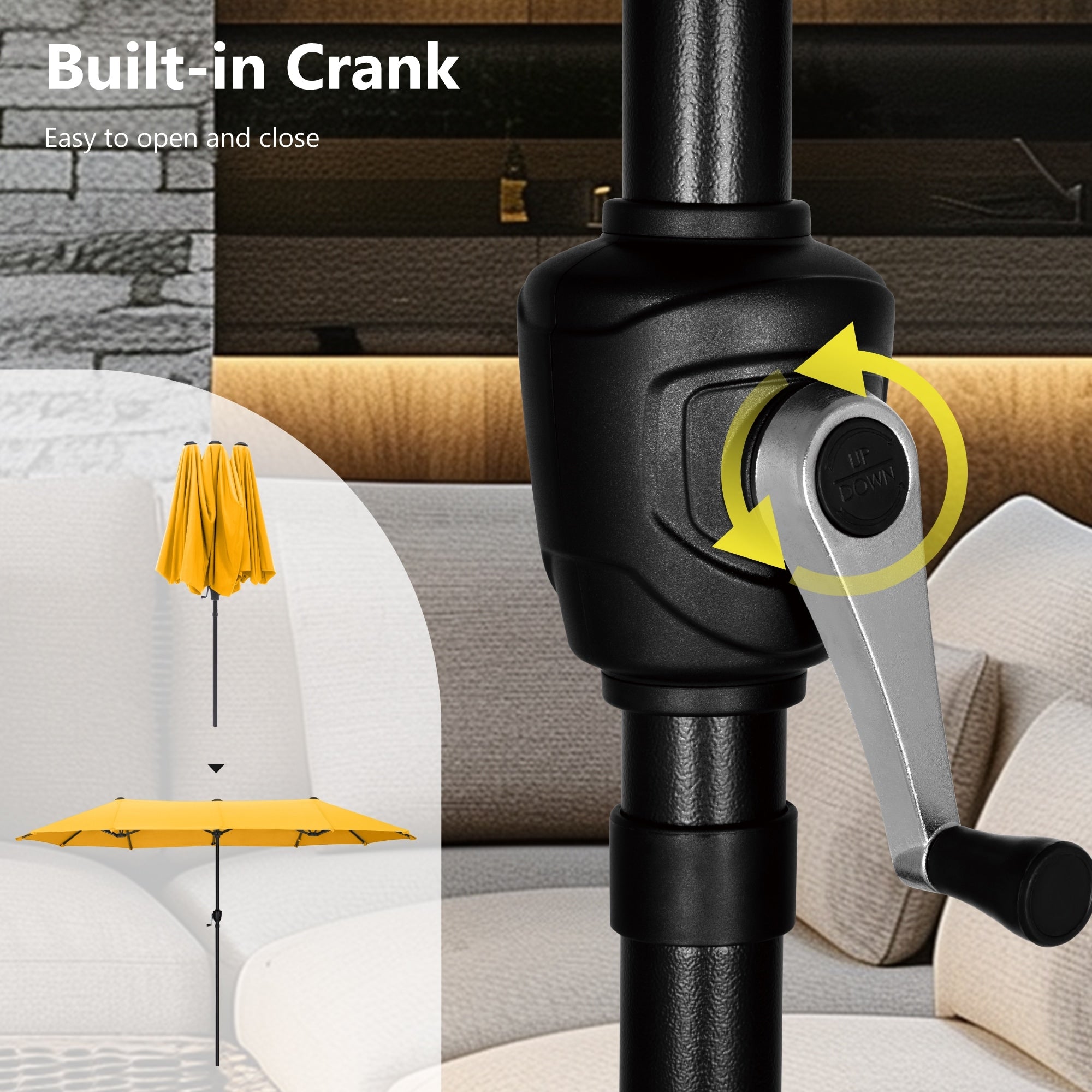 MAISON ARTS 13ft Double -Sided Patio Umbrella Extra Large with Crank