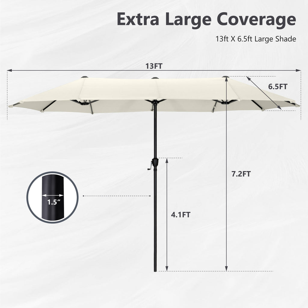 MAISON ARTS 13ft Double -Sided Patio Umbrella Extra Large with Crank