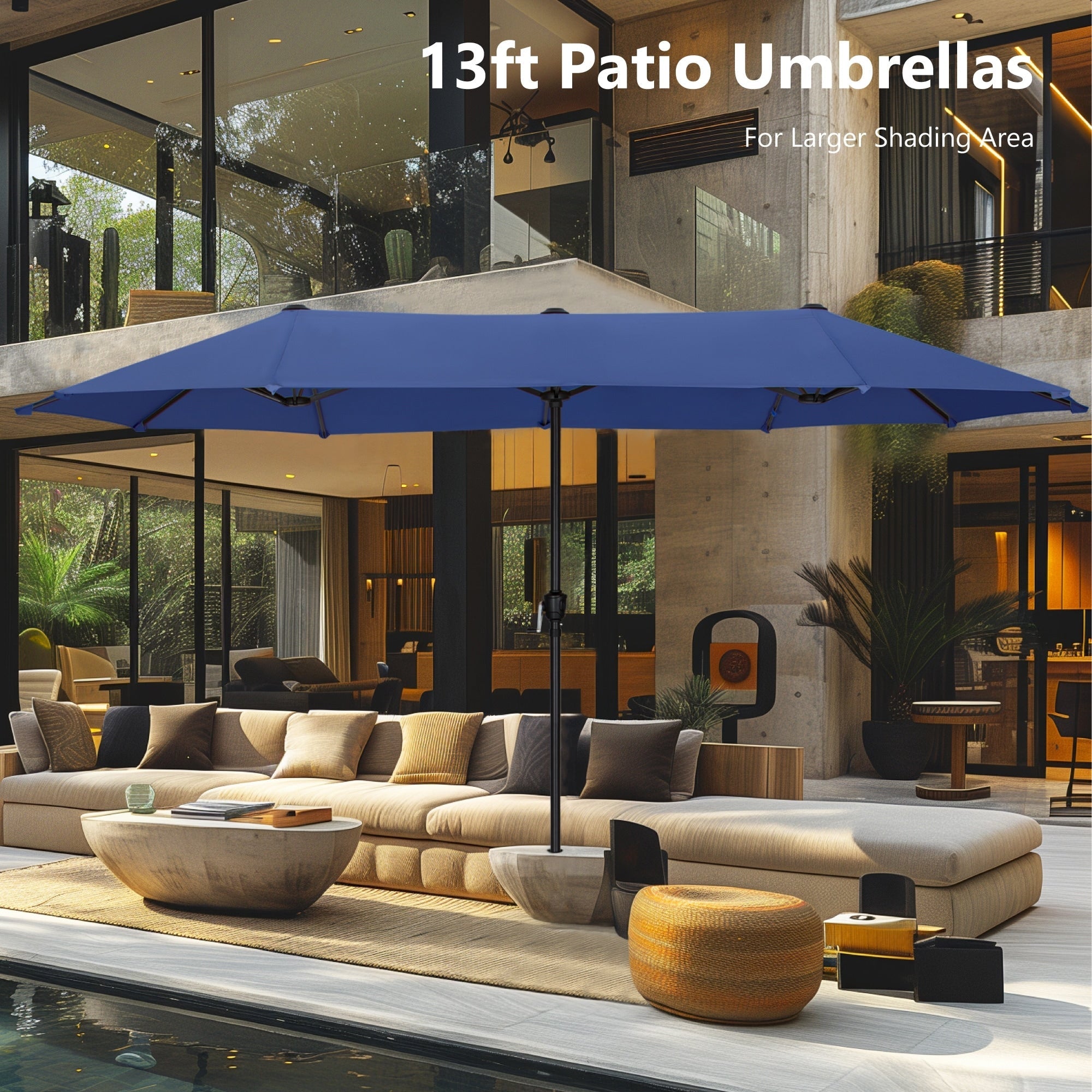 MAISON ARTS 13ft Double -Sided Patio Umbrella Extra Large with Crank