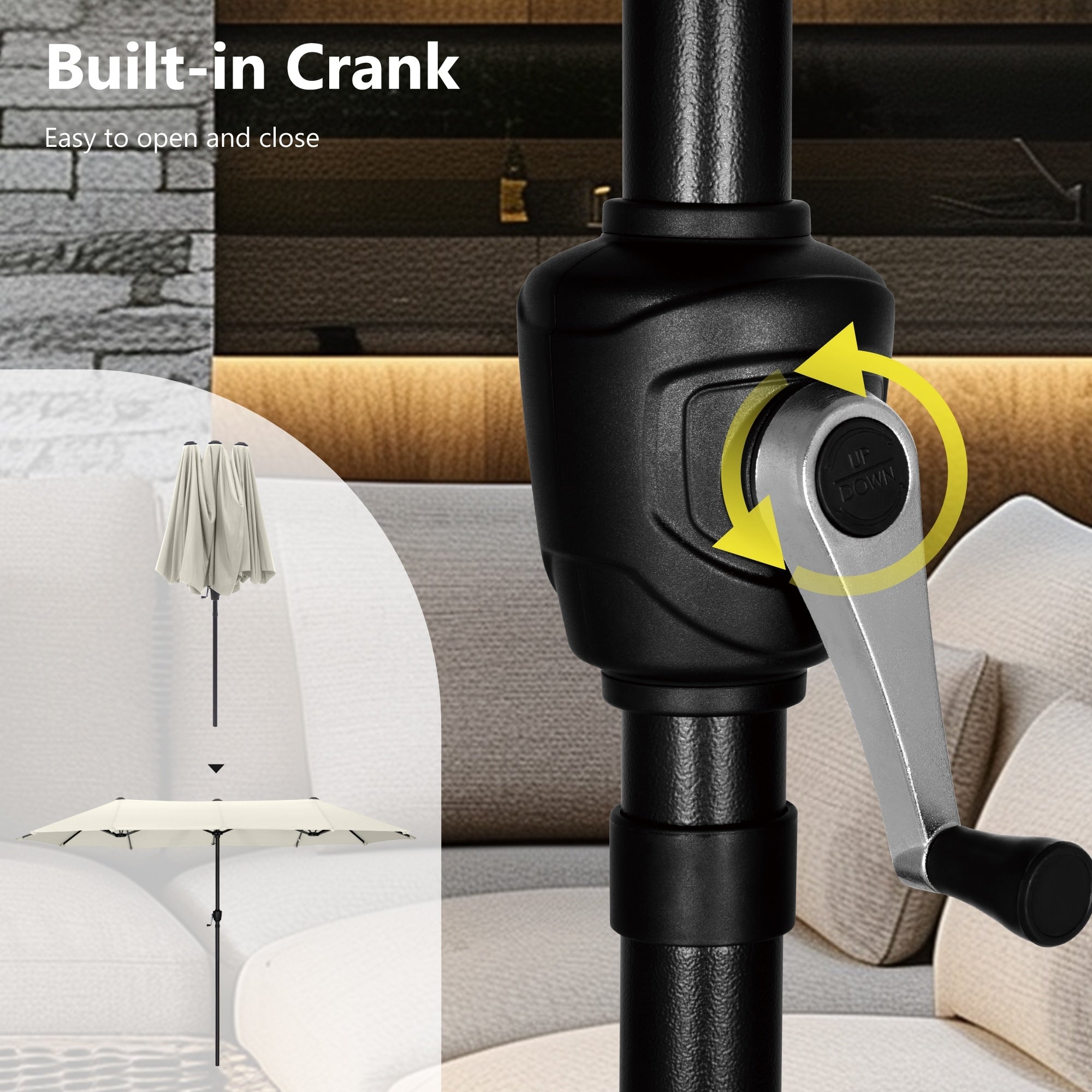 MAISON ARTS 13ft Double -Sided Patio Umbrella Extra Large with Crank