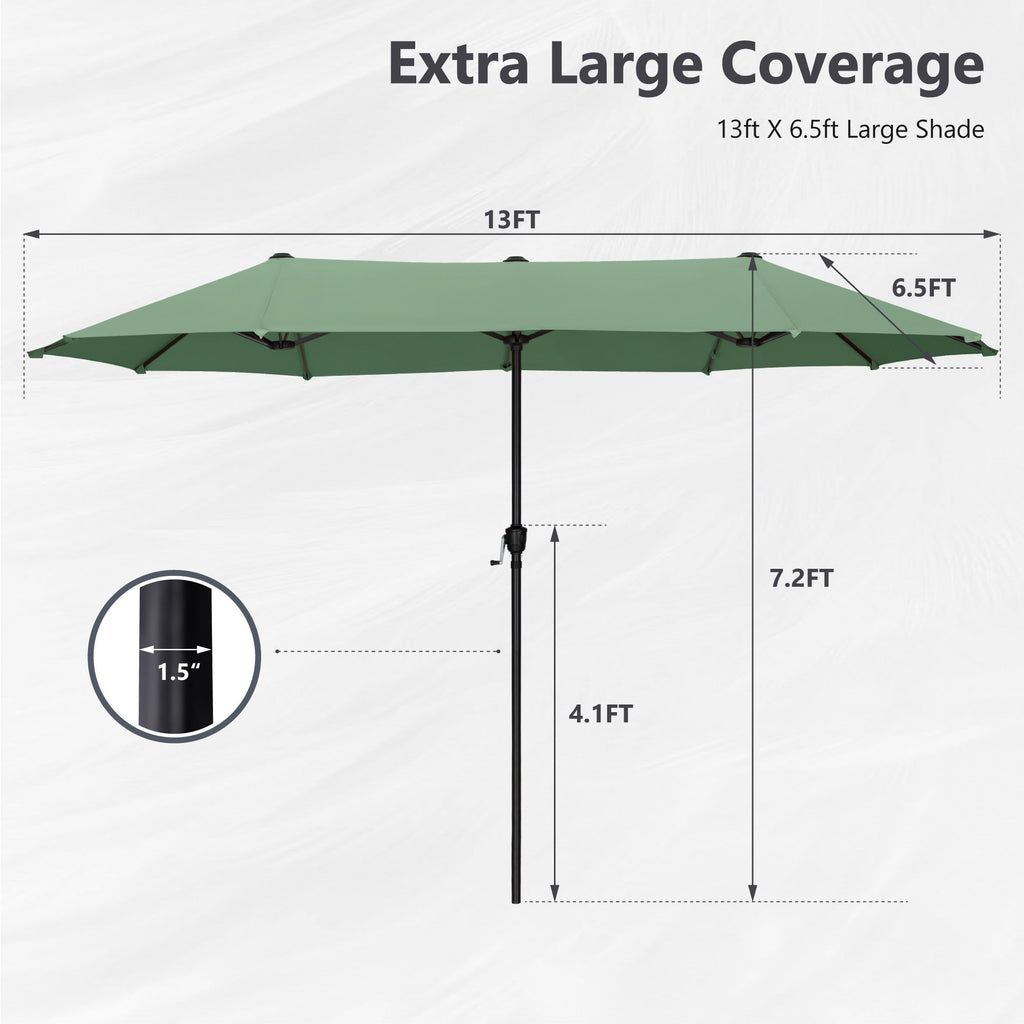 MAISON ARTS 13ft Double -Sided Patio Umbrella Extra Large with Crank