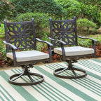 MAISON ARTS Cast Aluminum Dining Chairs/Patio Dining Set with Round Dining Table & 6 Cast Aluminum Patio Chairs