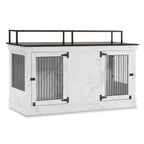 Mcombo Large Dog Crate Furniture TV Stand,Wooden Dog Kennel with Double Doors 1861