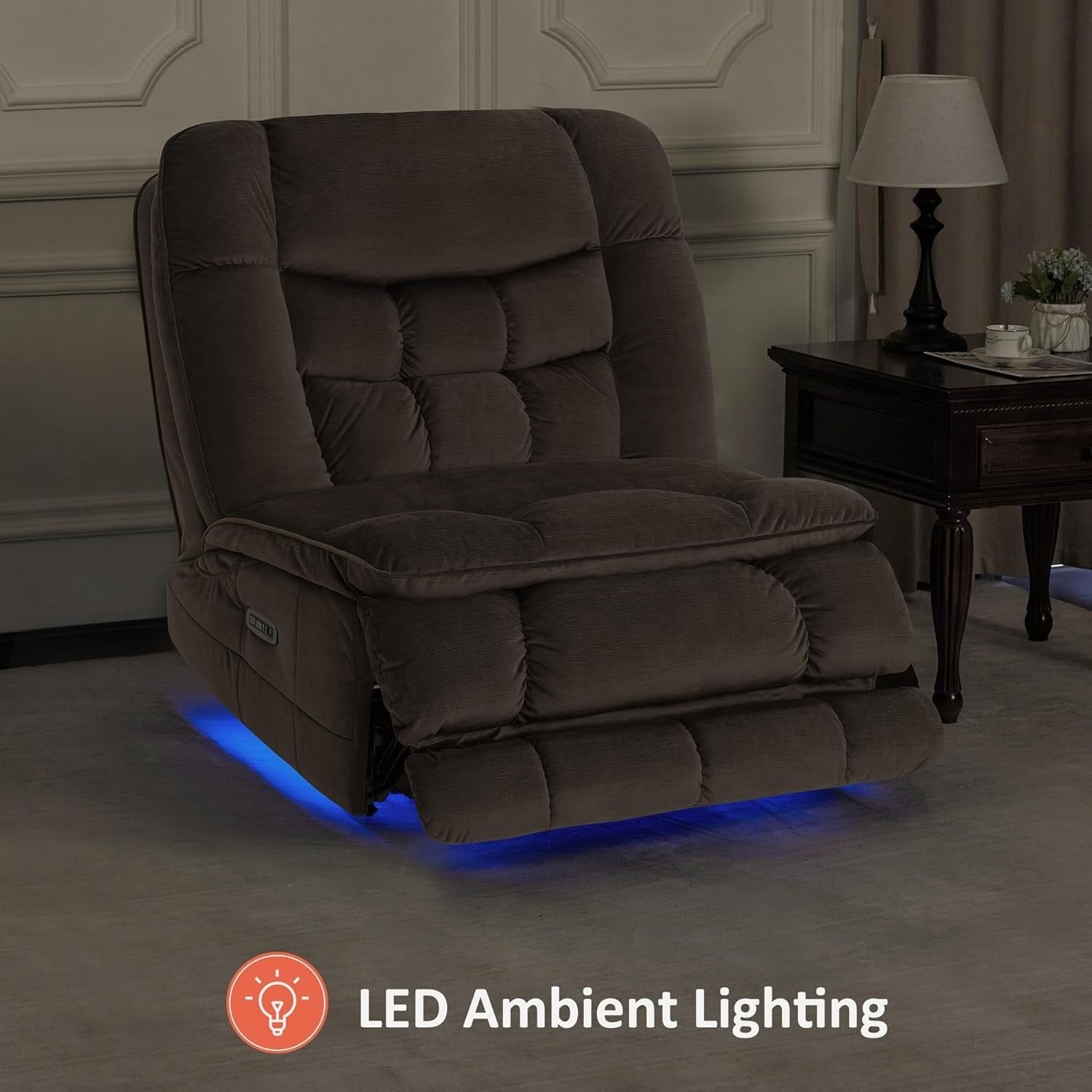 MCombo Oversized Dual Motor Armless Power Rocker Recliner Chair, Zeroarms Recliner Perfect for Living Room Fabric PR607