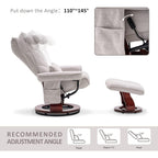 MCombo Set of 2 Swivel Recliner with Ottoman and Neck Pillow,Chenille Fabric