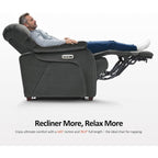MCombo Zero Wall-Hugger Power Recliner Chair with Adjustable Headrest, Perfect for Small Spaces and RV, Fabric ST257