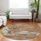 Machine Washable Indoor/ Outdoor Abstract Brushstroke Chantille Rug