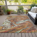 Machine Washable Indoor/ Outdoor Abstract Brushstroke Chantille Rug