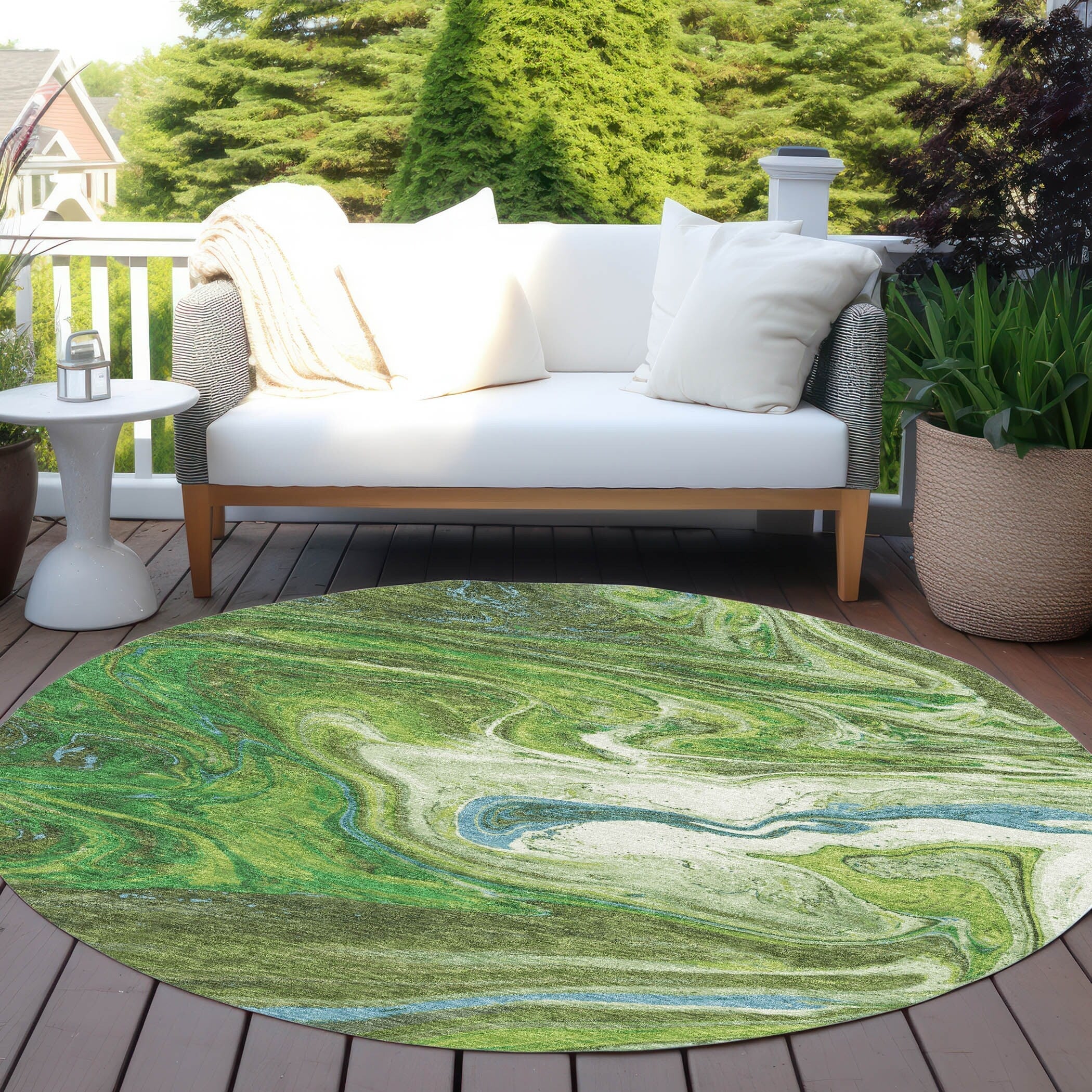 Machine Washable Indoor/ Outdoor Abstract Brushstroke Chantille Rug