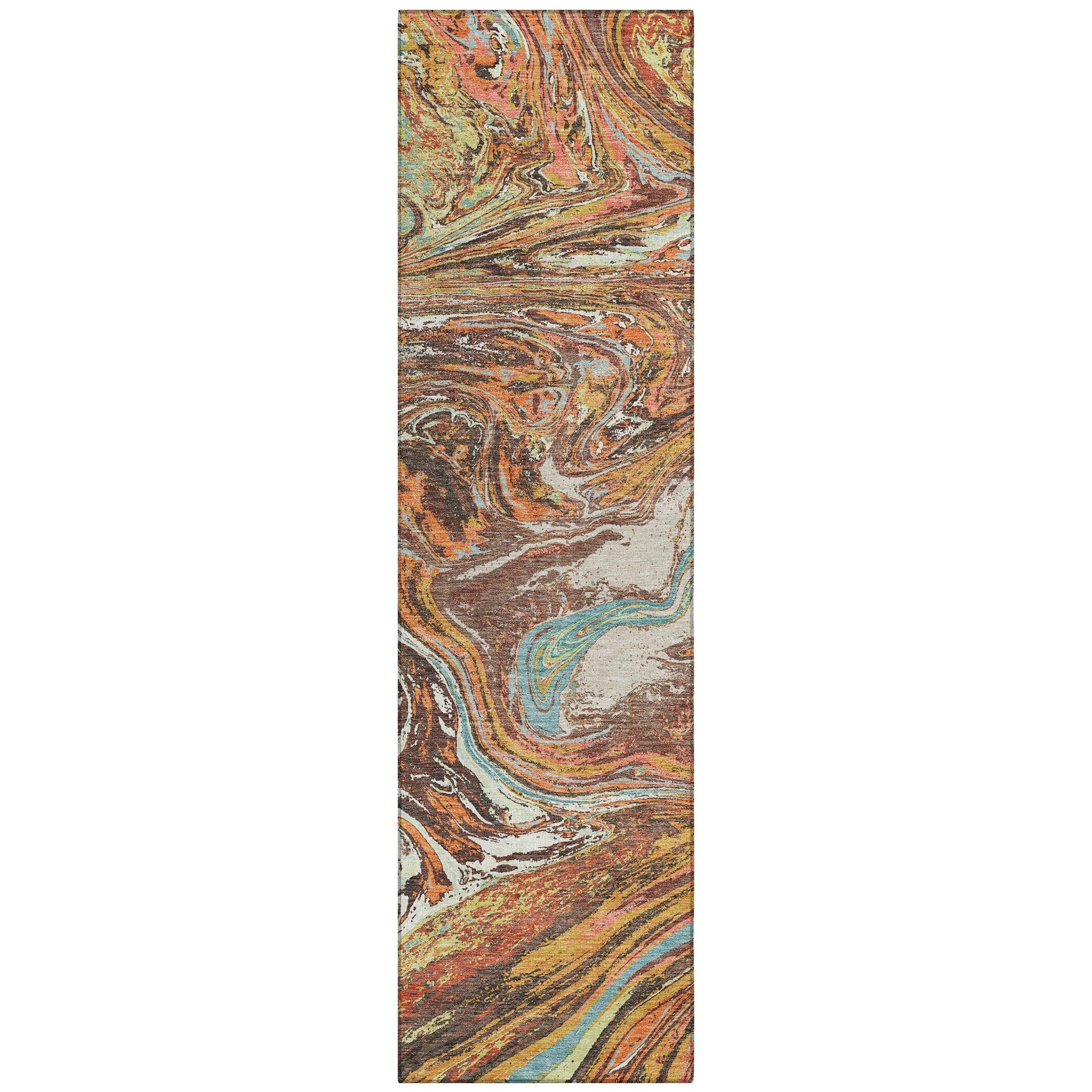Machine Washable Indoor/ Outdoor Abstract Brushstroke Chantille Rug