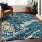 Machine Washable Indoor/ Outdoor Abstract Brushstroke Chantille Rug