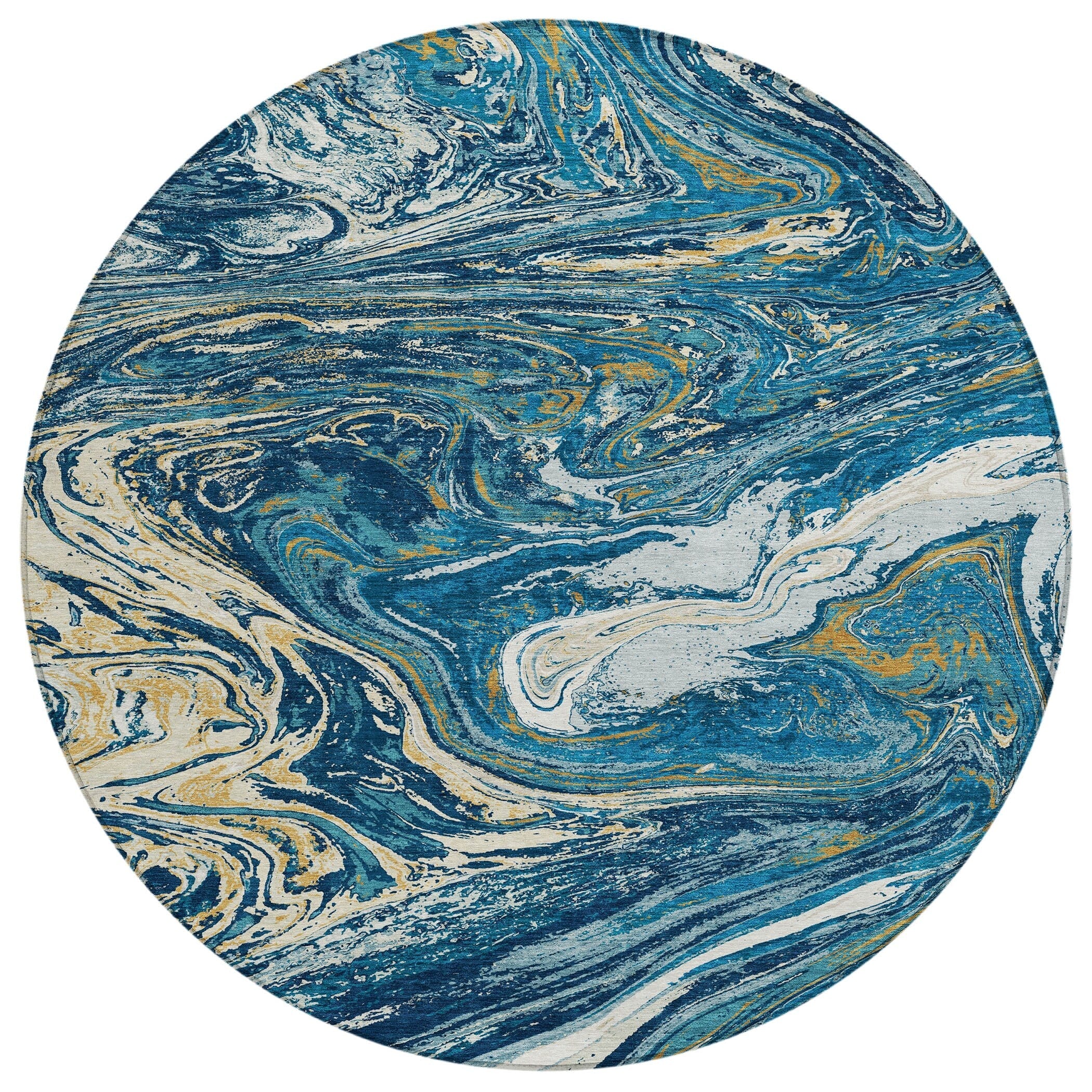 Machine Washable Indoor/ Outdoor Abstract Brushstroke Chantille Rug