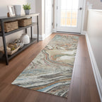 Machine Washable Indoor/ Outdoor Abstract Brushstroke Chantille Rug