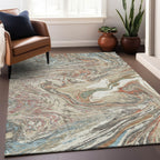 Machine Washable Indoor/ Outdoor Abstract Brushstroke Chantille Rug