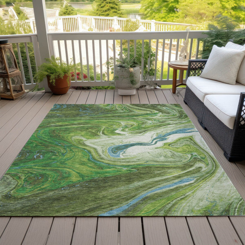 Machine Washable Indoor/ Outdoor Abstract Brushstroke Chantille Rug
