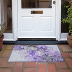 Machine Washable Indoor/ Outdoor Abstract Chantille Rug