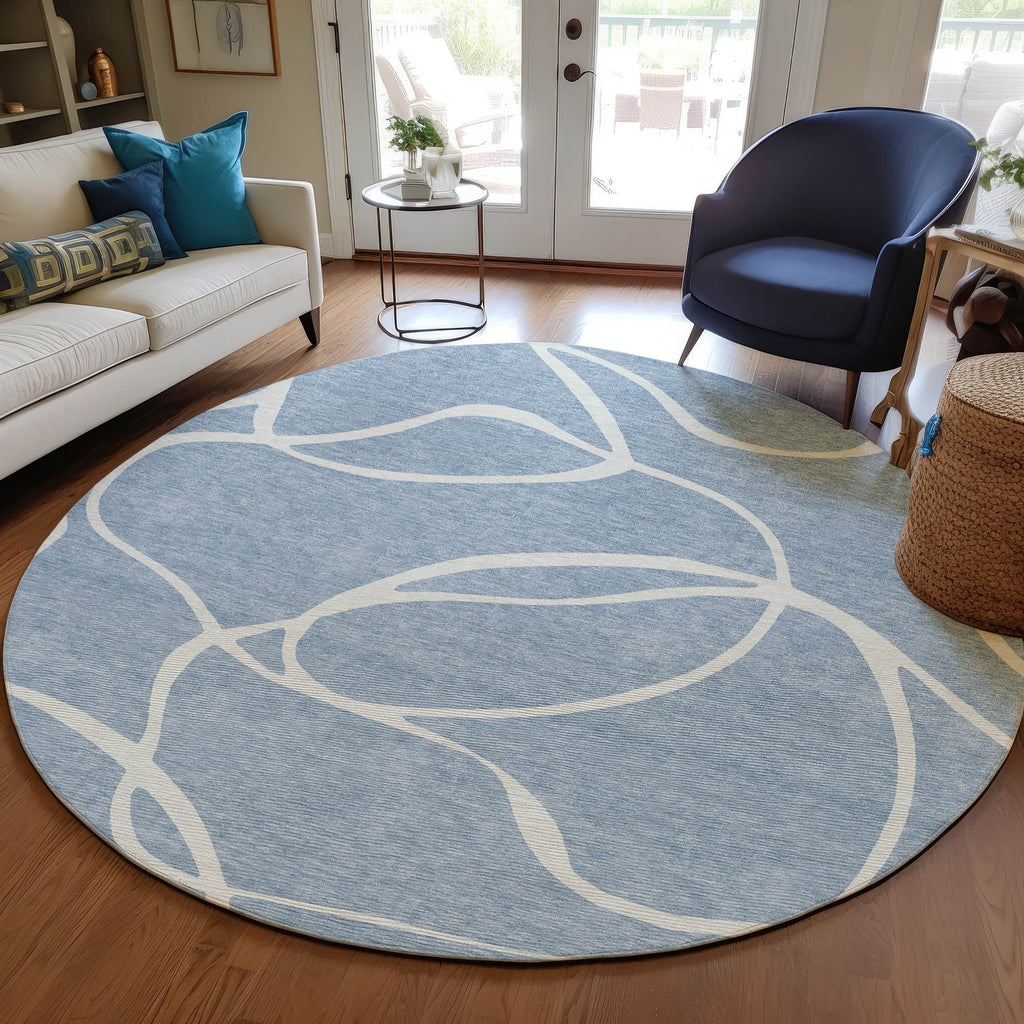 Machine Washable Indoor/ Outdoor Abstract Modern Chantille Rug