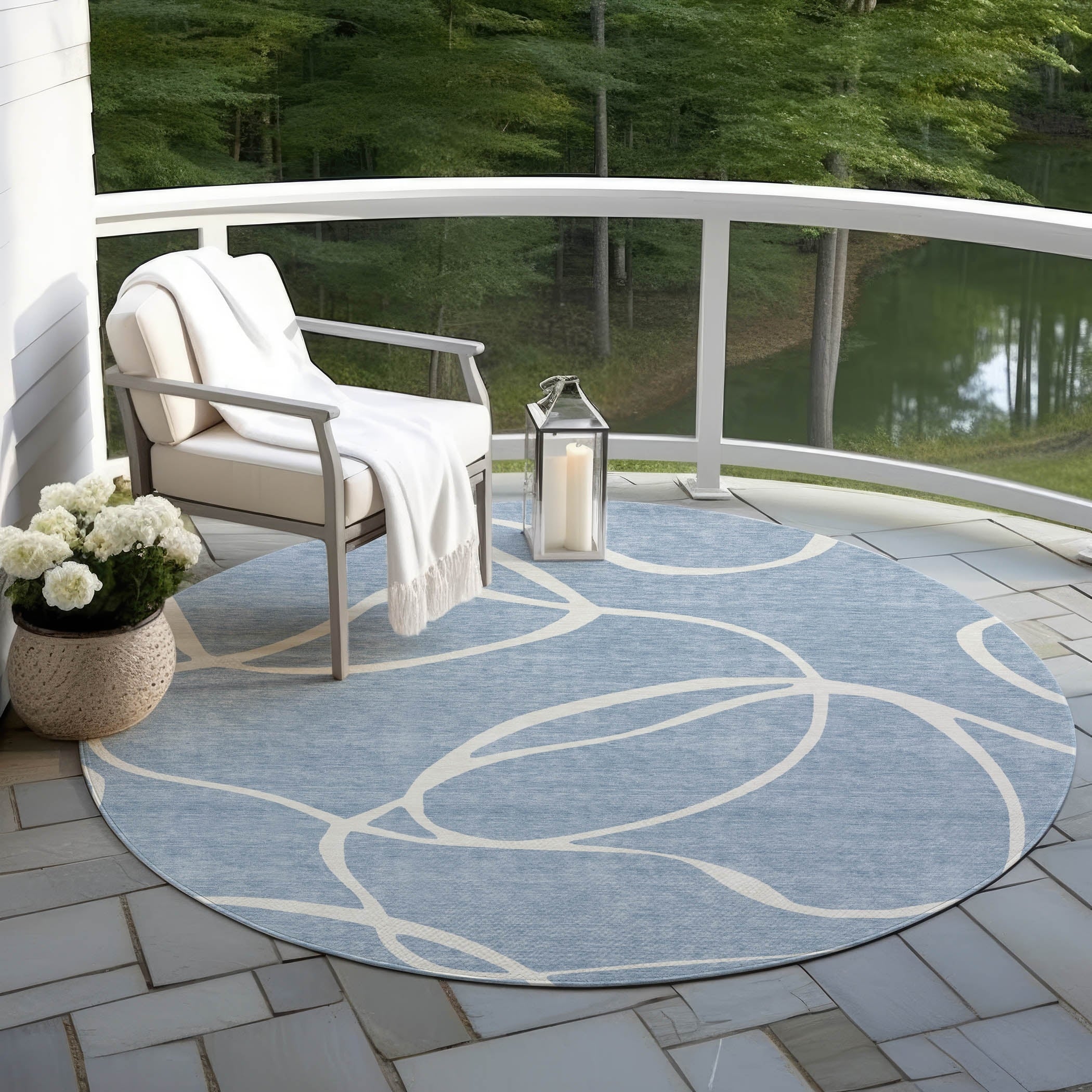 Machine Washable Indoor/ Outdoor Abstract Modern Chantille Rug