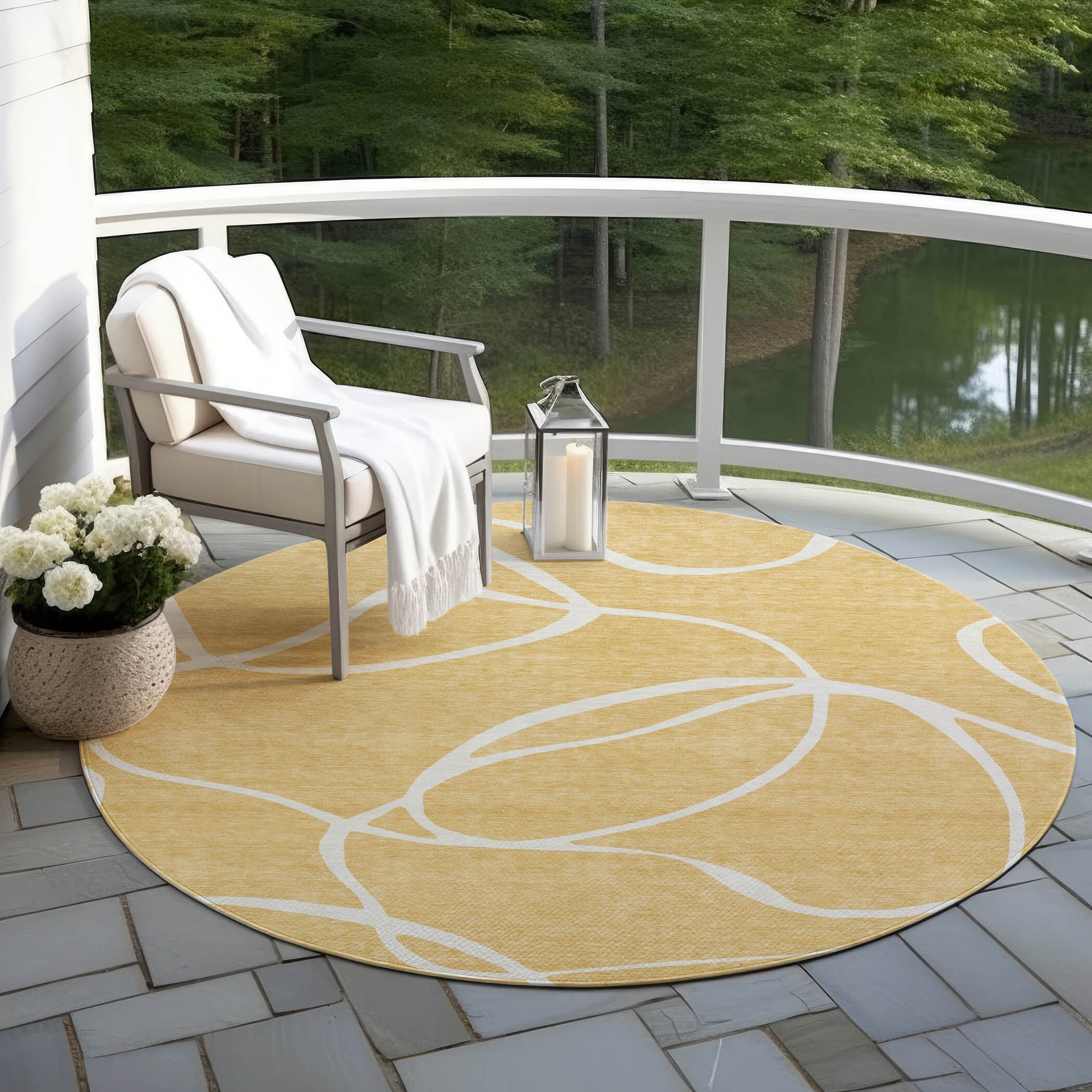 Machine Washable Indoor/ Outdoor Abstract Modern Chantille Rug