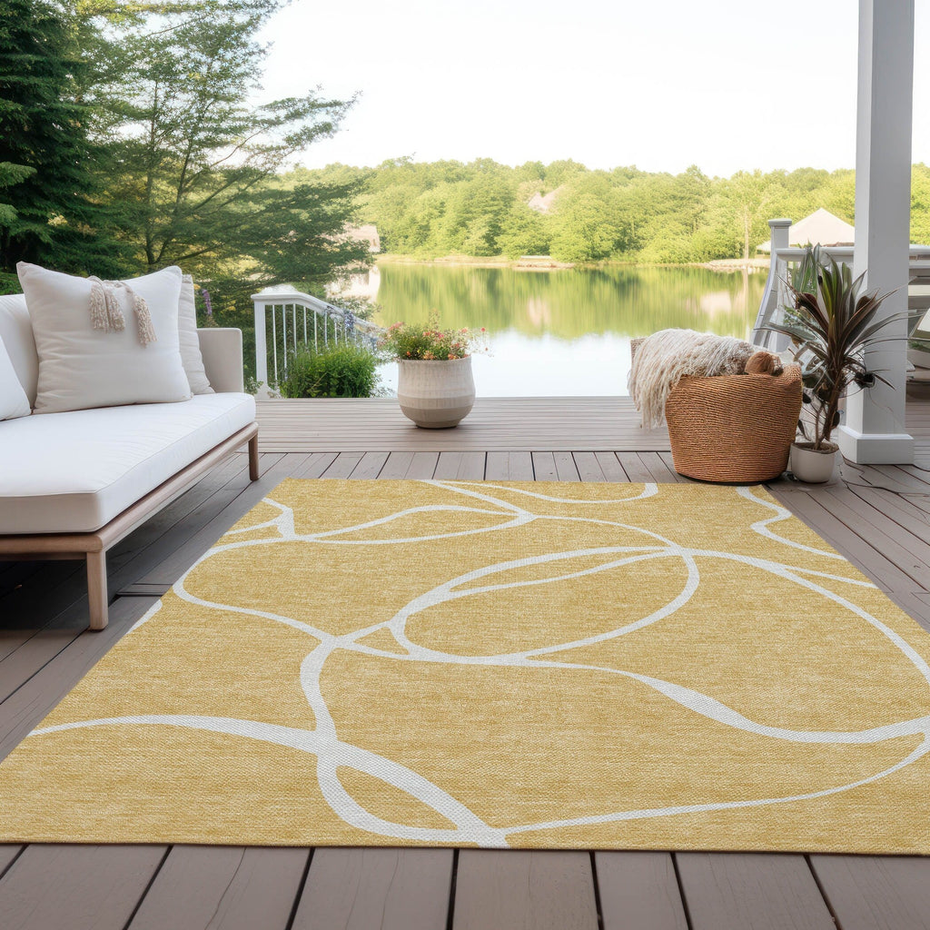 Machine Washable Indoor/ Outdoor Abstract Modern Chantille Rug