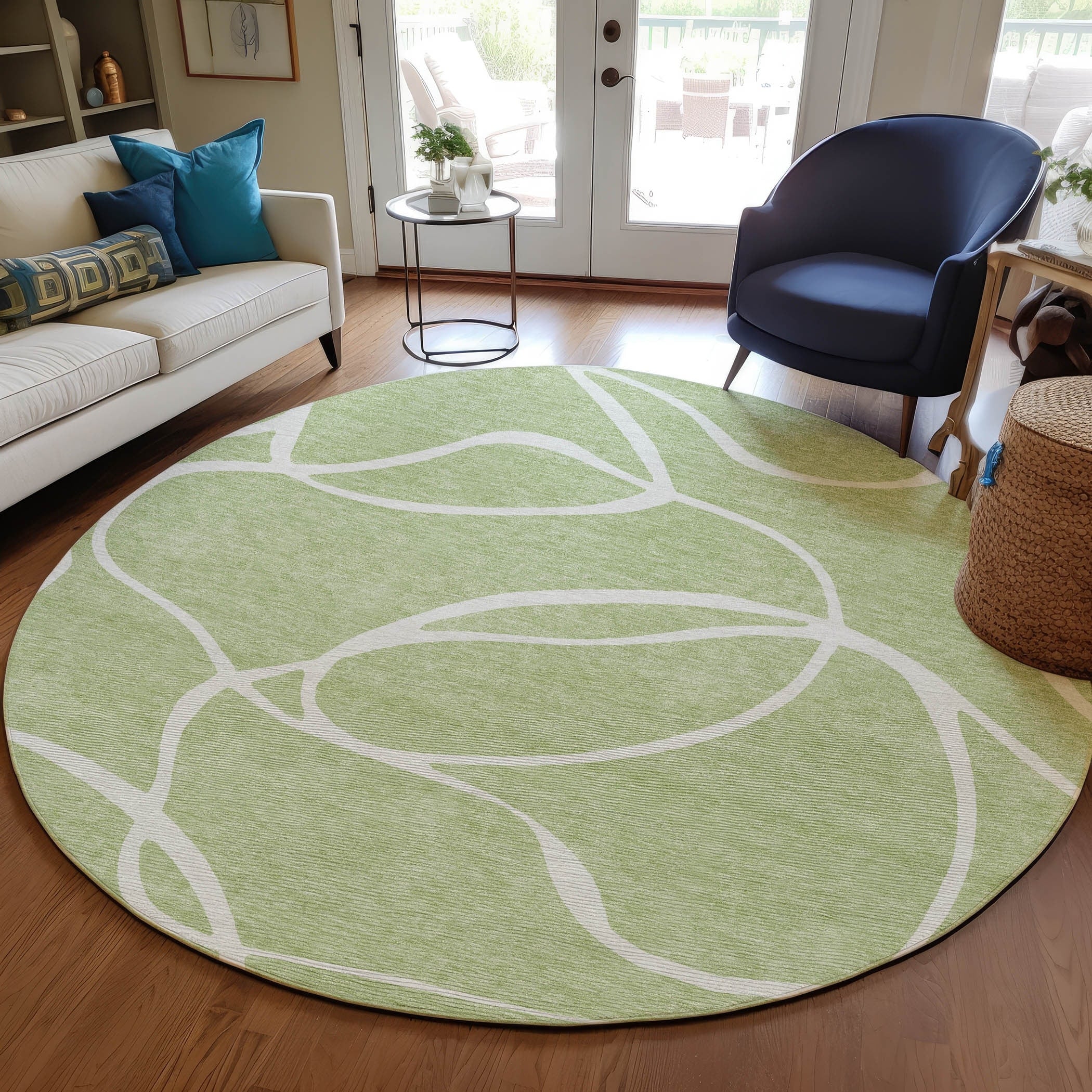 Machine Washable Indoor/ Outdoor Abstract Modern Chantille Rug
