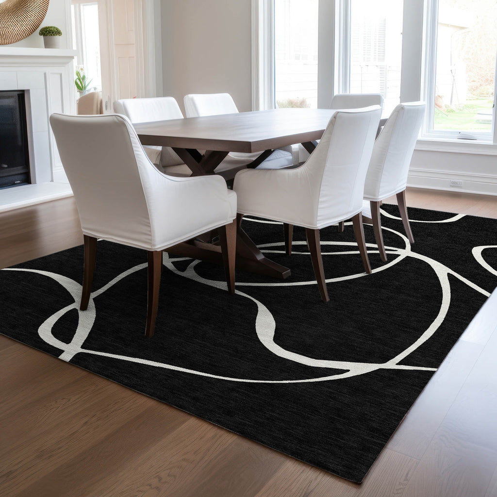 Machine Washable Indoor/ Outdoor Abstract Modern Chantille Rug