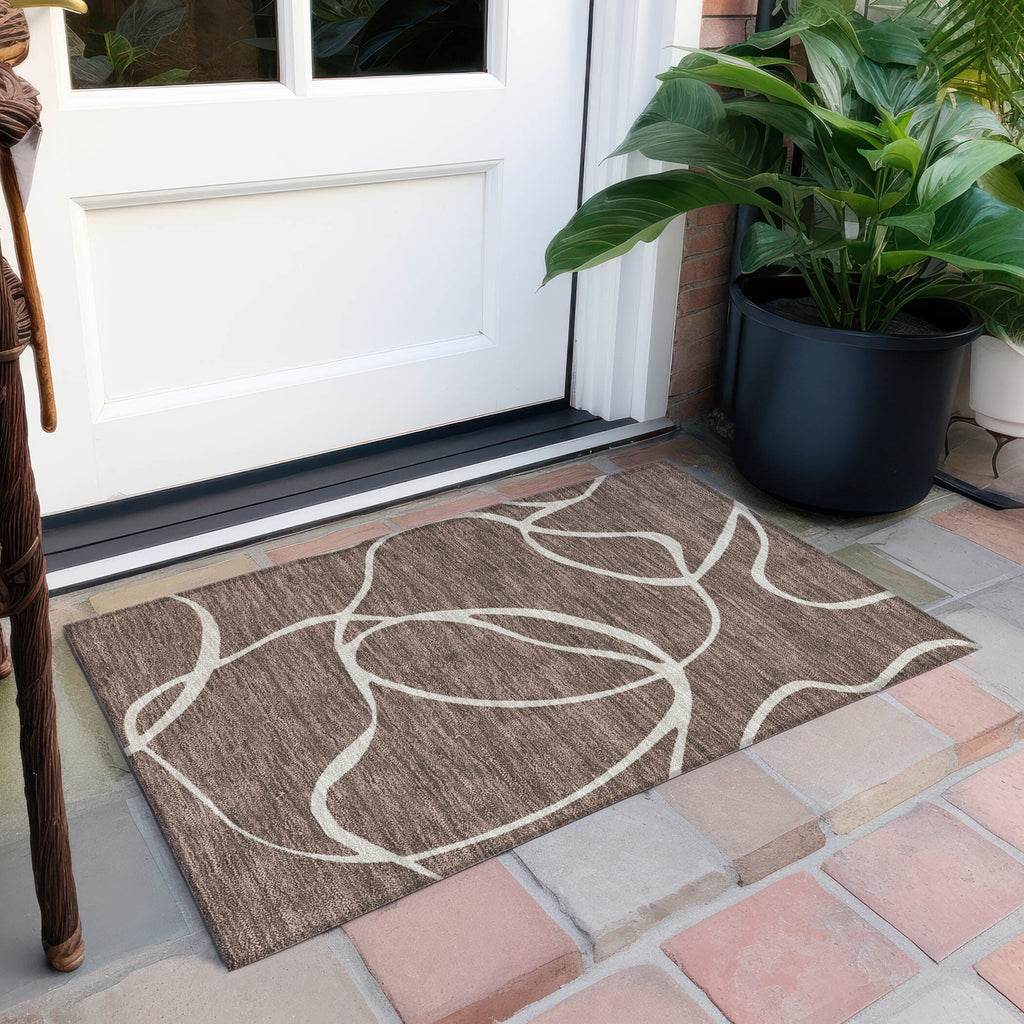 Machine Washable Indoor/ Outdoor Abstract Modern Chantille Rug