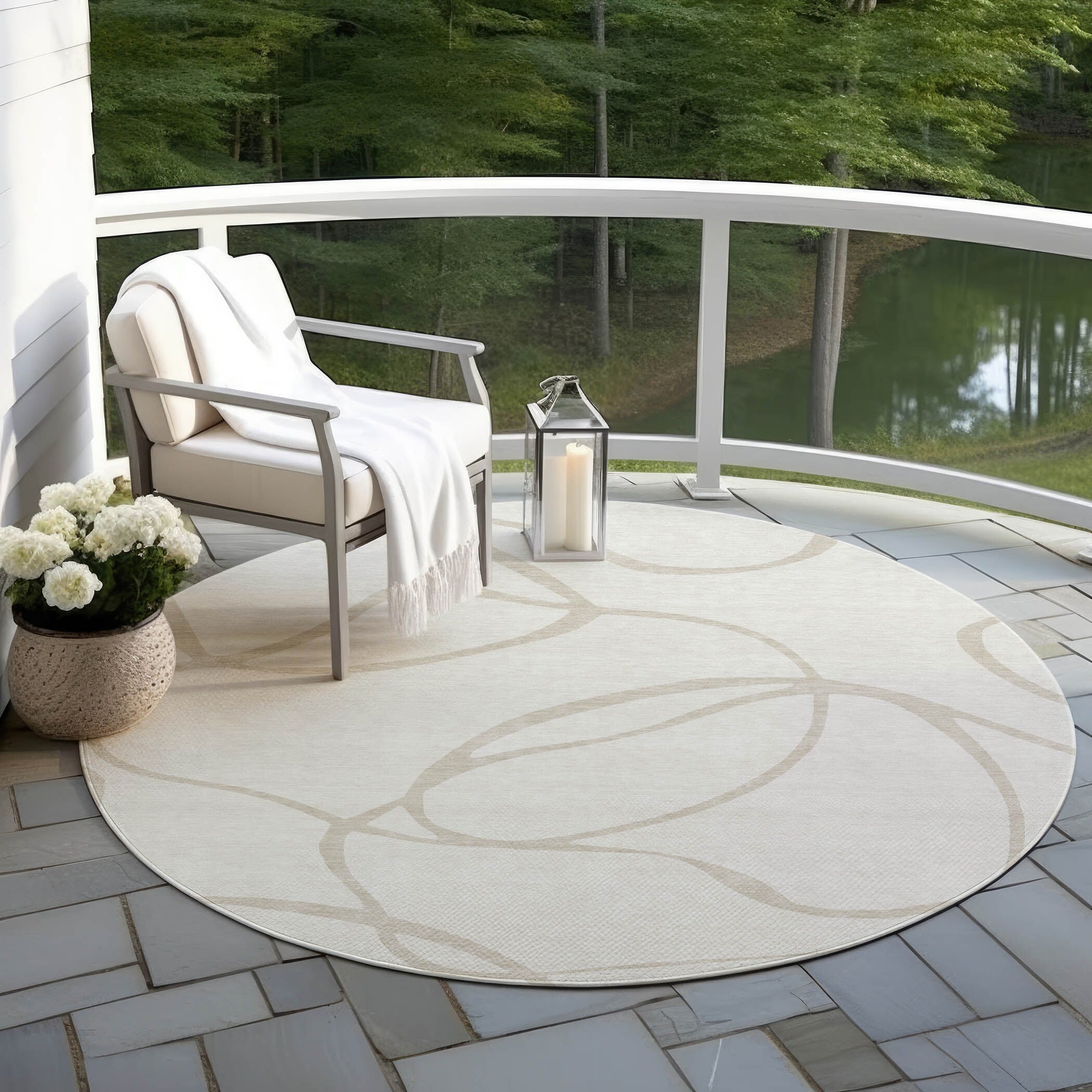 Machine Washable Indoor/ Outdoor Abstract Modern Chantille Rug