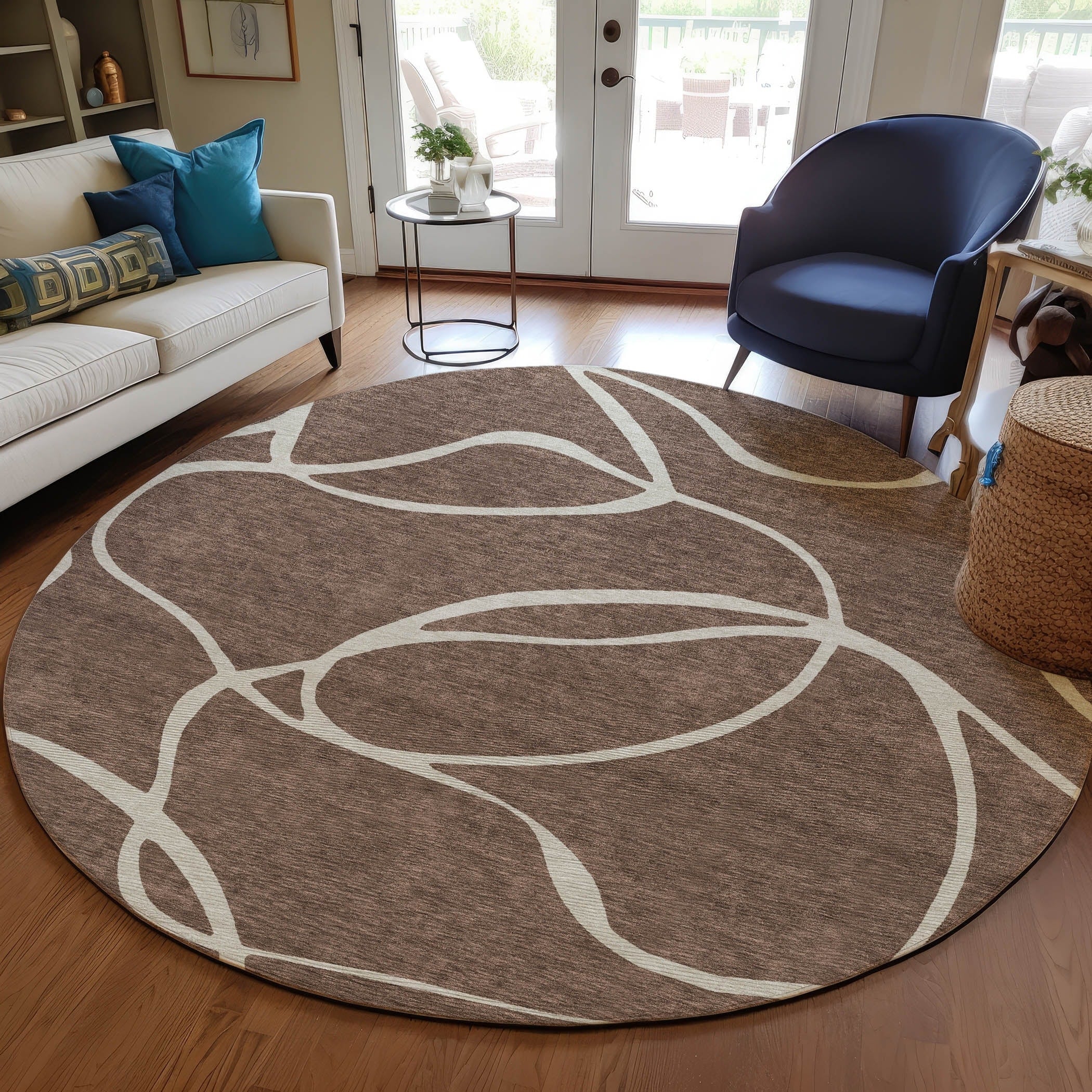Machine Washable Indoor/ Outdoor Abstract Modern Chantille Rug
