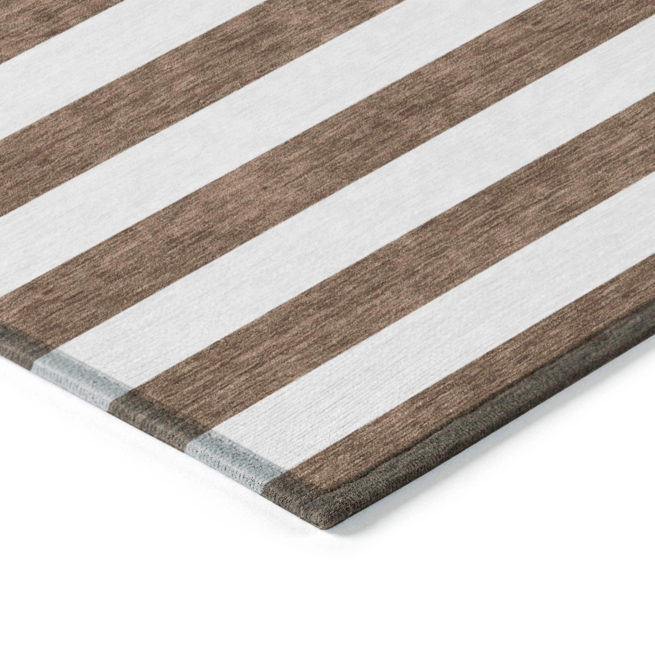 Machine Washable Indoor/ Outdoor Cabana Stripe Chantille Rug