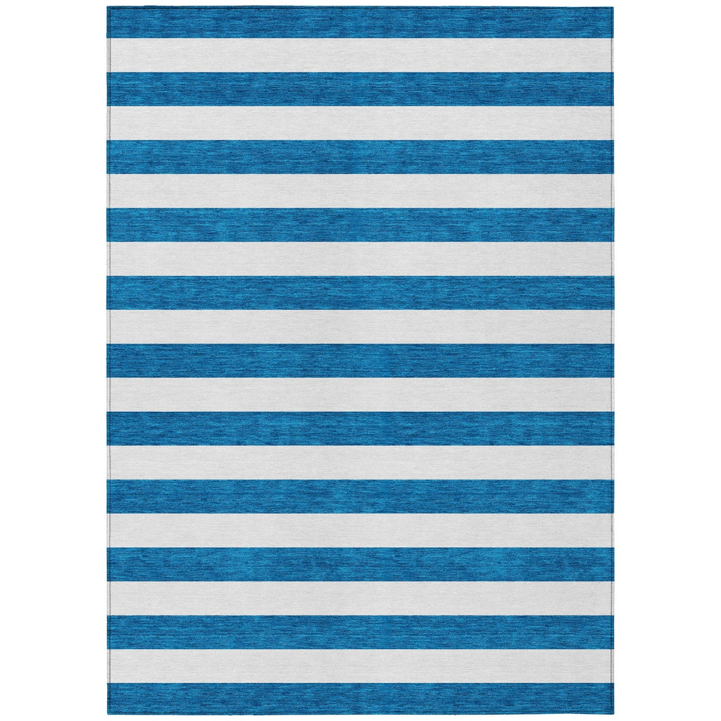 Machine Washable Indoor/ Outdoor Cabana Stripe Chantille Rug