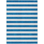 Machine Washable Indoor/ Outdoor Cabana Stripe Chantille Rug