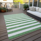 Machine Washable Indoor/ Outdoor Cabana Stripe Chantille Rug