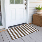 Machine Washable Indoor/ Outdoor Cabana Stripe Chantille Rug