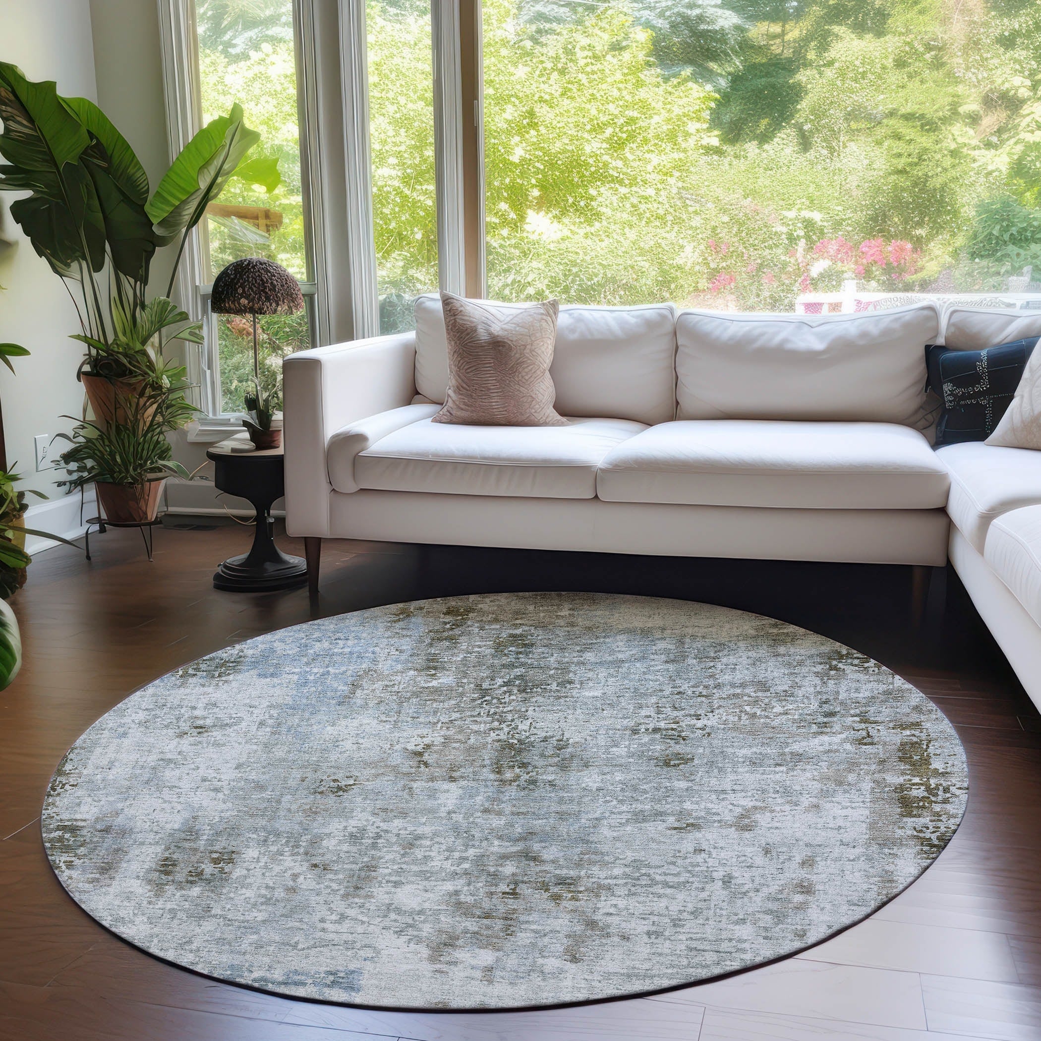 Machine Washable Indoor/ Outdoor Chantille Abstract Modern Rug