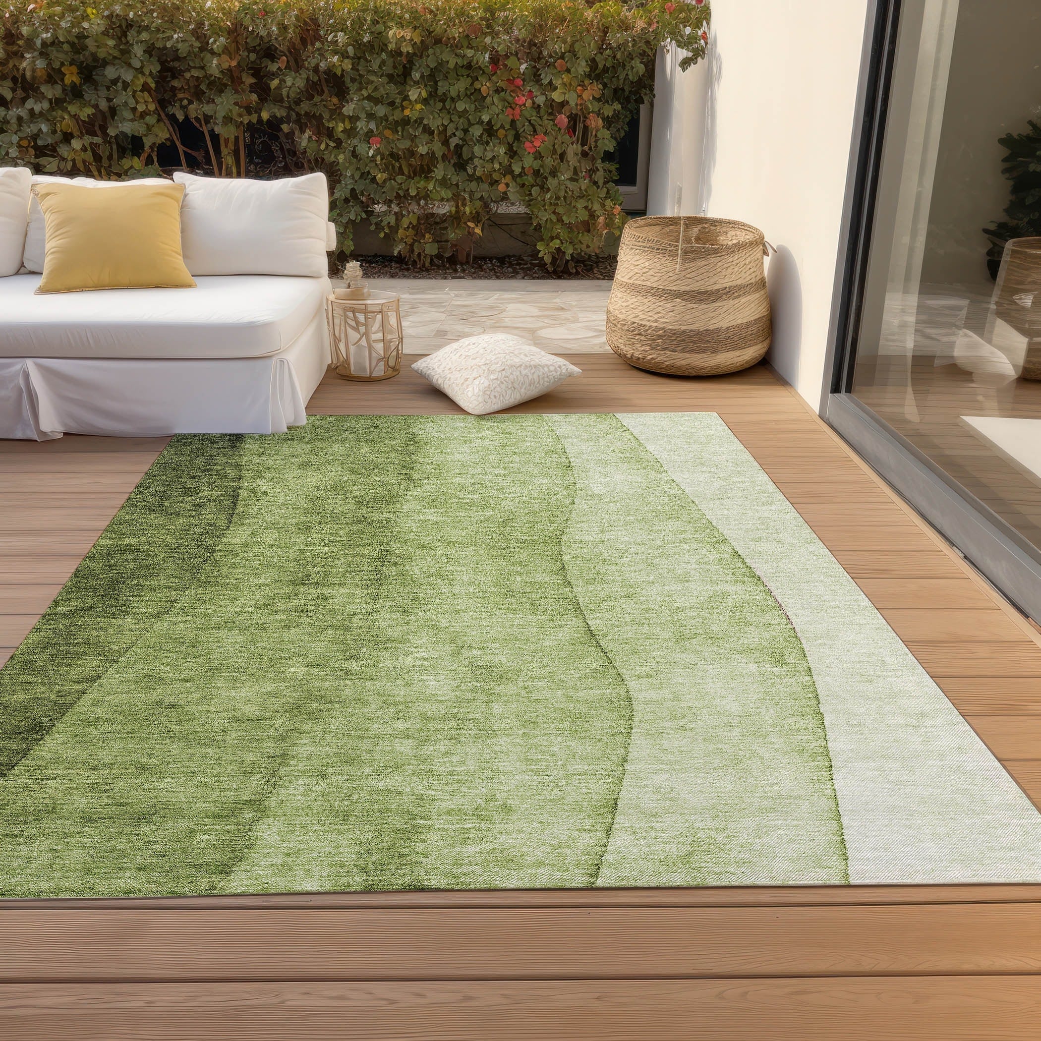 Machine Washable Indoor/ Outdoor Chantille Contemporary Ombre Rug