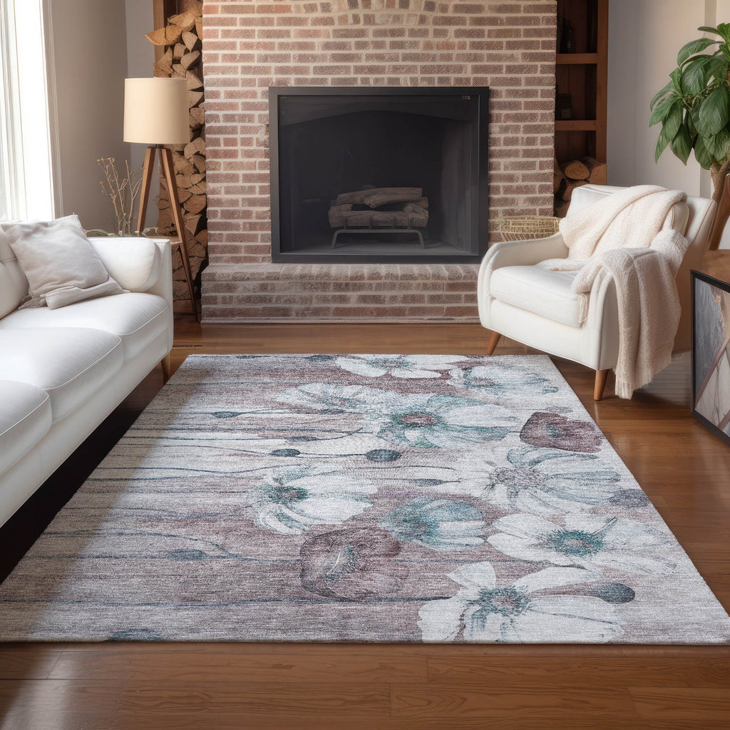 Machine Washable Indoor/ Outdoor Chantille Modern Floral Rug