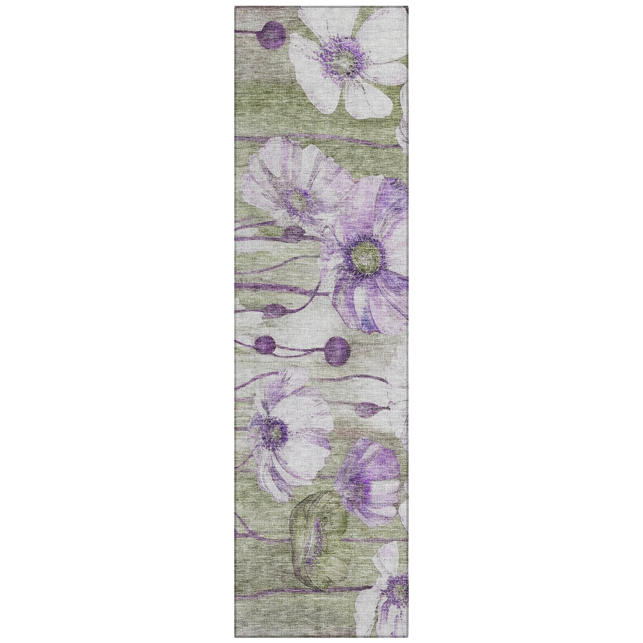 Machine Washable Indoor/ Outdoor Chantille Modern Floral Rug