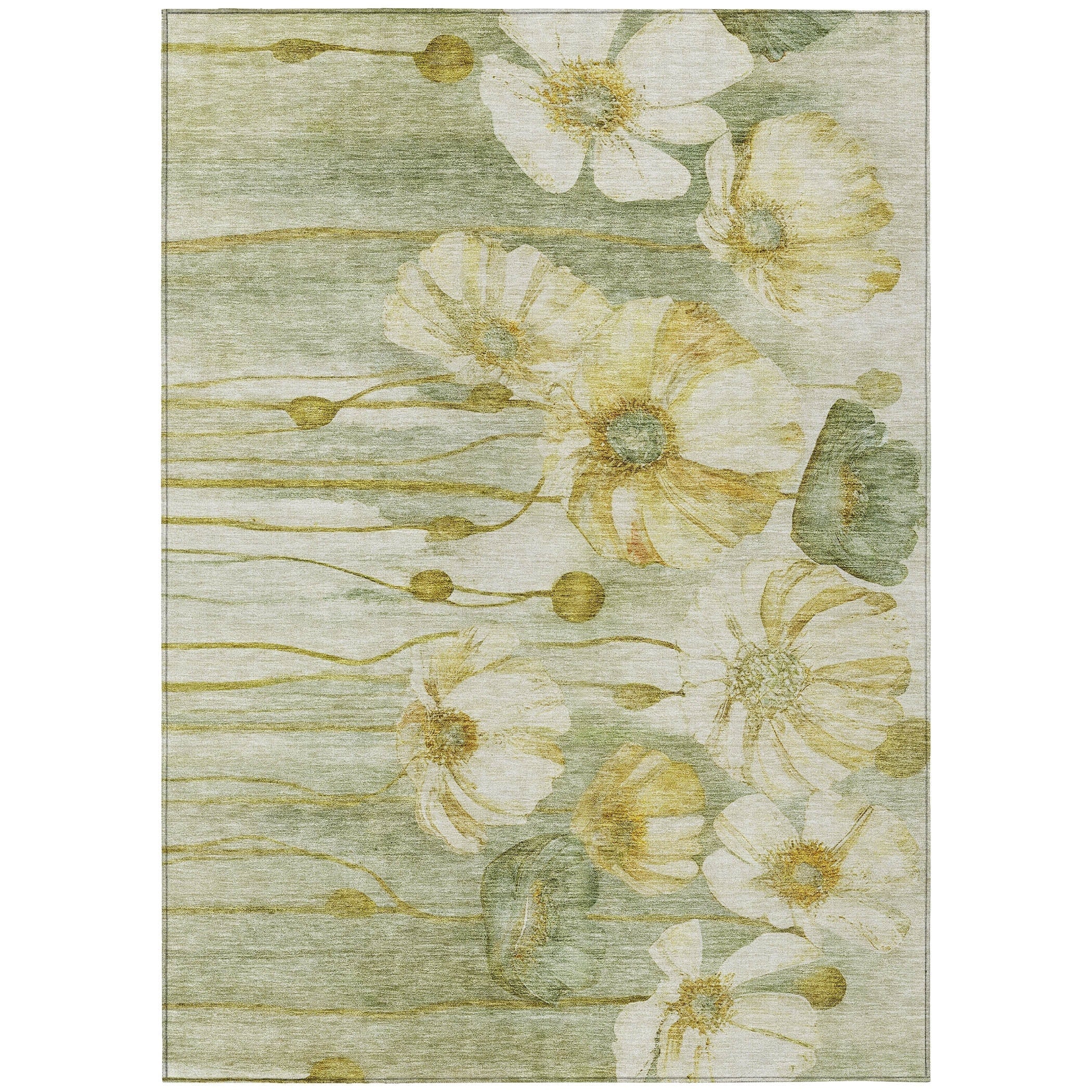 Machine Washable Indoor/ Outdoor Chantille Modern Floral Rug