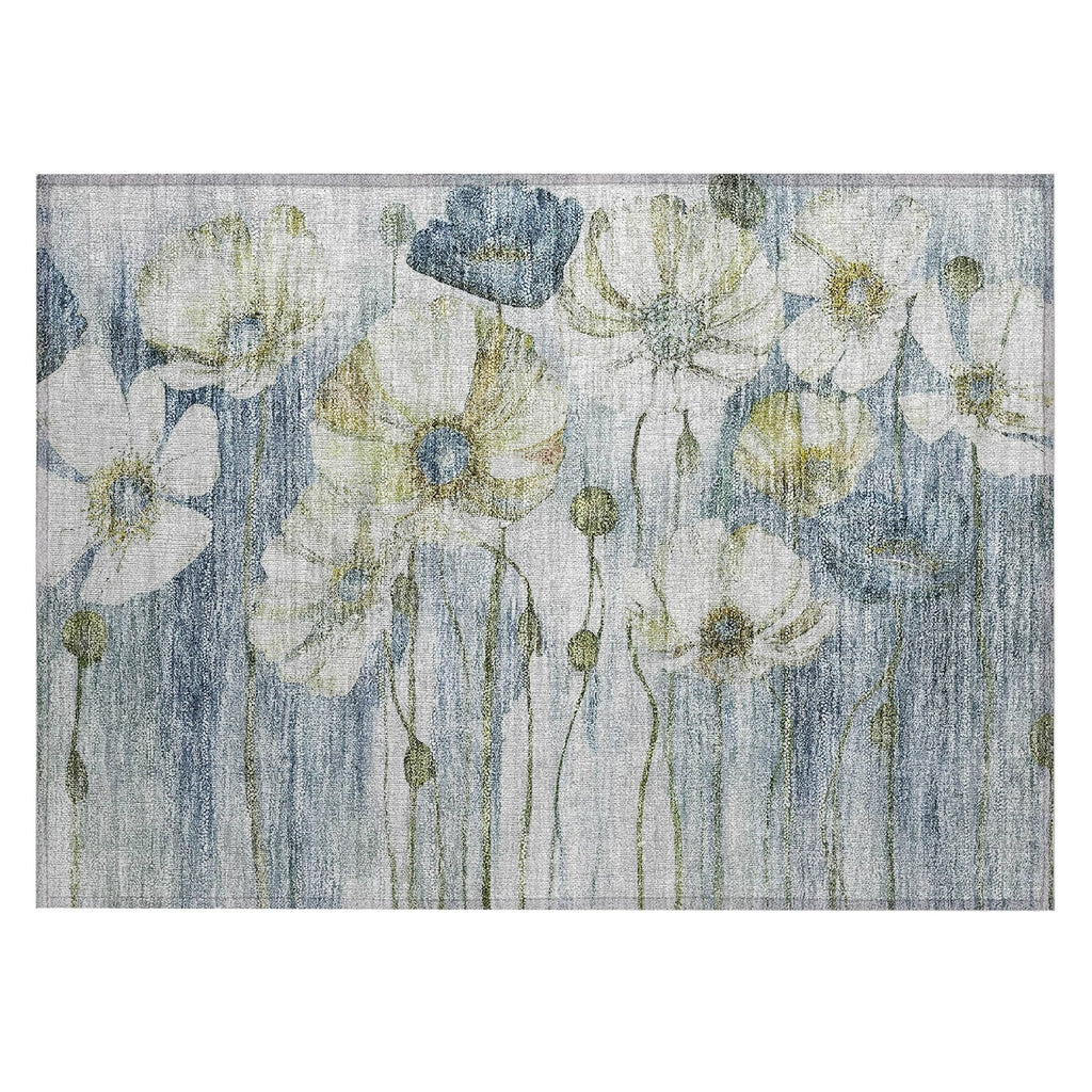 Machine Washable Indoor/ Outdoor Chantille Modern Floral Rug