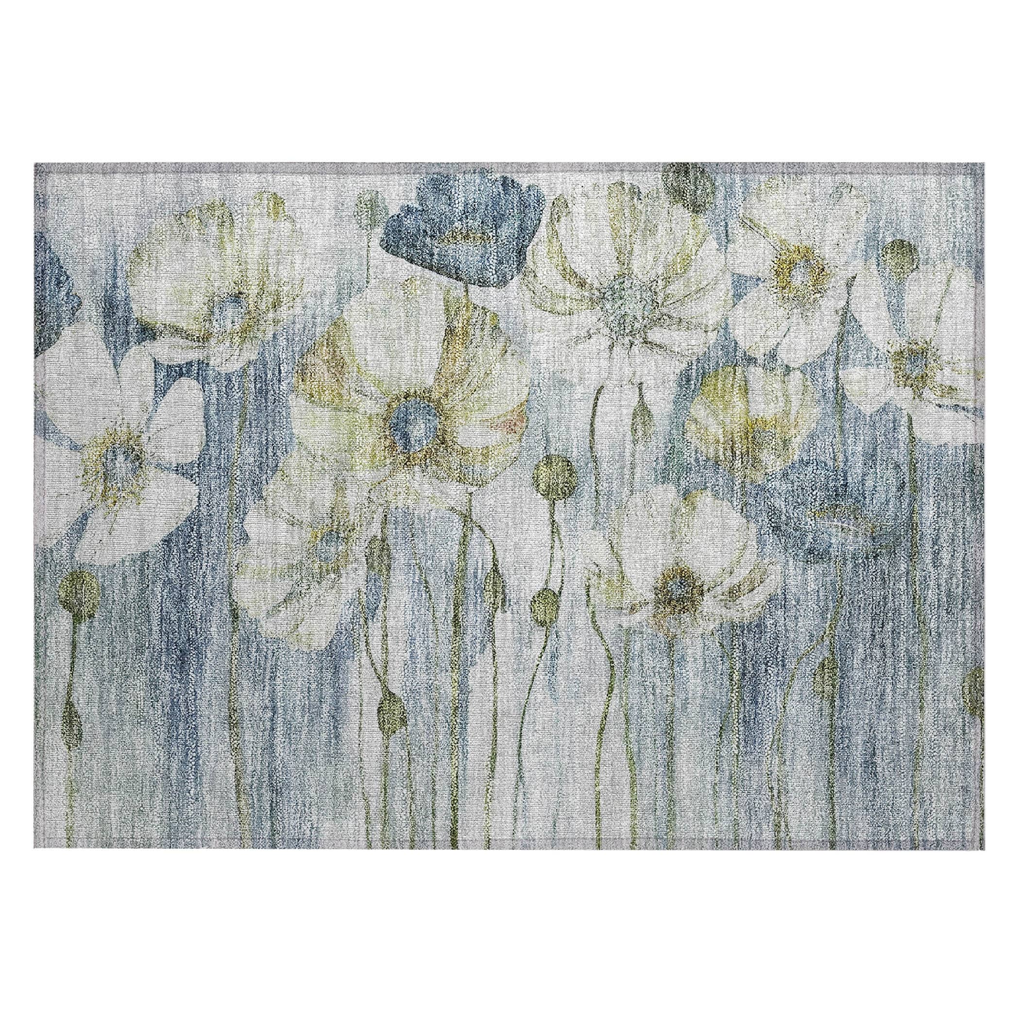 Machine Washable Indoor/ Outdoor Chantille Modern Floral Rug