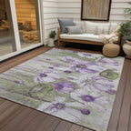 Machine Washable Indoor/ Outdoor Chantille Modern Floral Rug