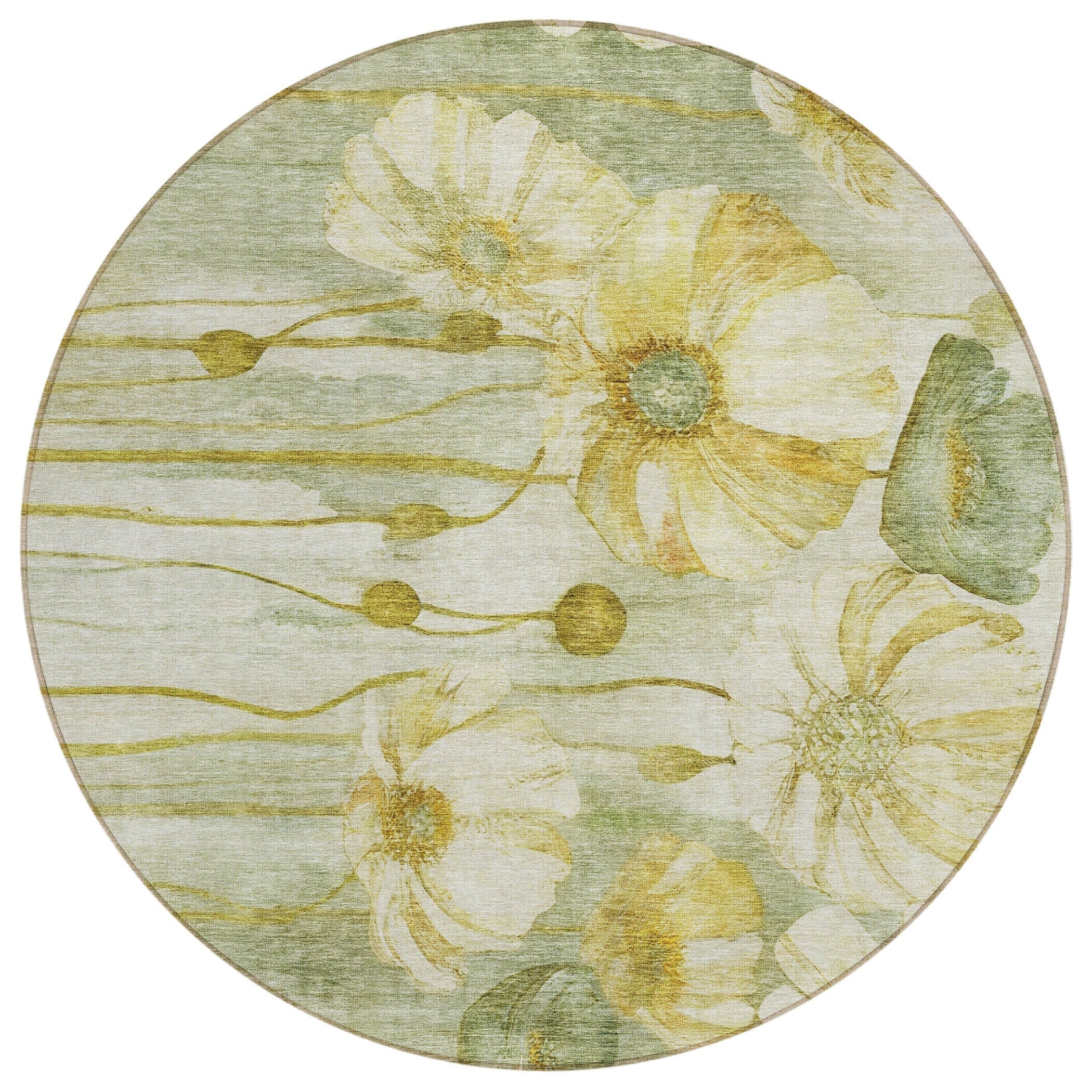 Machine Washable Indoor/ Outdoor Chantille Modern Floral Rug